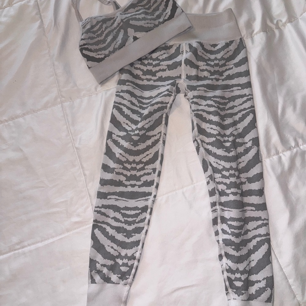 Bombshell Sportswear Gray Zebra Print Activewear Set
